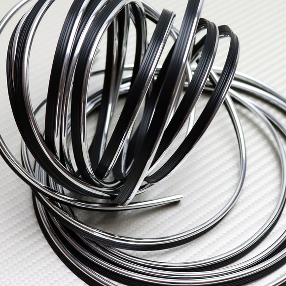 Silver 16.4 ft Interior Edge Gap Line Moulding Trim Molding Strip & Neon Green Rim Protector Set Auto Car Décor