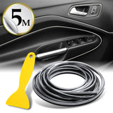 Silver 16.4 ft Interior Edge Gap Line Moulding Trim Molding Strip & Neon Green Rim Protector Set Auto Car Décor