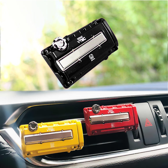 Honda Stainless Steel VTEC Valve Cover Black Car Vent Clip Air Freshener Kit - Ocean Scent
