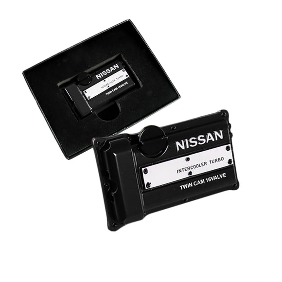 NISSAN Stainless Steel Engine Valve Cover Black Car Vent Clip Air Freshener Kit - COLOGNE Scent