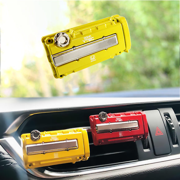 Honda Stainless Steel VTEC Valve Cover Yellow Car Vent Clip Air Freshener Kit - OCEAN Scent