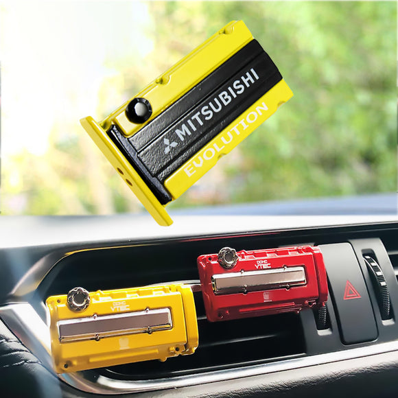 MITSUBISHI EVOLUTION Stainless Steel Engine Valve Cover Yellow Car Vent Clip Air Freshener Kit - Ocean Scent