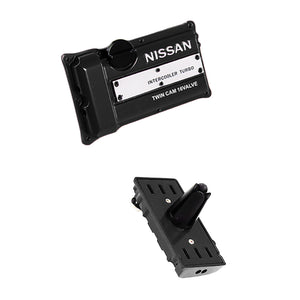 NISSAN Stainless Steel Engine Valve Cover Black Car Vent Clip Air Freshener Kit - Lemon Scent