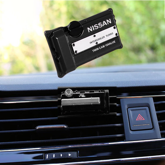NISSAN Stainless Steel Engine Valve Cover Black Car Vent Clip Air Freshener Kit - Chanel Scent