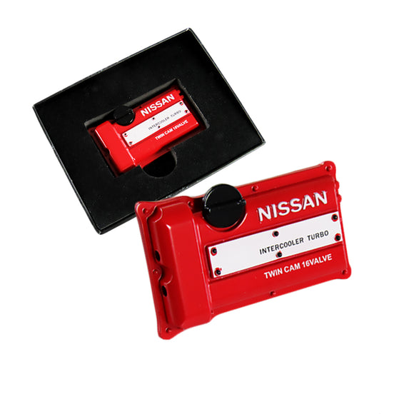 NISSAN Stainless Steel Engine Valve Cover Red Car Vent Clip Air Freshener Kit - COLOGNE Scent