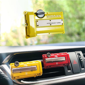 NISSAN Stainless Steel Engine Valve Cover Yellow Car Vent Clip Air Freshener Kit - Chanel Scent