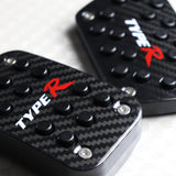 Honda Type R Set of High Quality Real Carbon Fiber Brake Pedal Pads with Anti Skid Aluminum Floor Mat