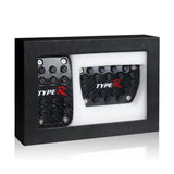 Honda Type R Set of High Quality Real Carbon Fiber Brake Pedal Pads with Anti Skid Aluminum Floor Mat
