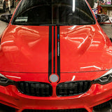 BMW 3 5 7 M3 M4 M5 Carbon Fiber 5D Red Car Hood Vinyl Sticker Performance Stripe Decal