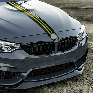 BMW 3 5 7 M3 M4 M5 Carbon Fiber 5D Gold Car Hood Vinyl Sticker Performance Stripe Decal