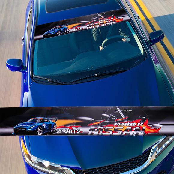 For NISSAN NISMO GT-R MOTORSPORTS Car Window Windshield Vinyl Banner Decal Sticker