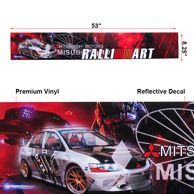 Mitsubishi RALLIART Racing Windshield Banner Decal – 53" X 8.25" – White Vinyl