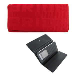 Red Gradation Bride Racing Wallet Clutch Trifold Fabric Leather L