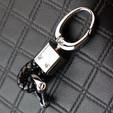 Honda Black BV Style Calf Leather Chrome Keychain 3.3" x 0.78"