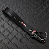For Mitsubishi Motors Logo Keychain Metal Key Ring Hook Black Strap Nylon Lanyard