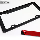 Mitsubishi Ralliart Carbon Fiber Look ABS License Plate Frame with Emblem x2