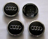 4 pcs Black/Chrome Wheel Rim Center Replacement Hub Caps for Audi 69MM 4B0601170A