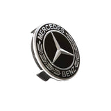 Mercedes-Benz Classic Black Wheel Center Hub Caps 4 PCS Emblem 75MM Laurel Wreath with Chrome Screw Caps Cover Set