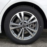 Mercedes-Benz Classic Black Wheel Center Hub Caps 4 PCS Emblem 75MM Laurel Wreath with Chrome Screw Caps Cover Set