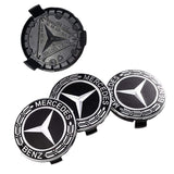 4 PCS Mercedes-Benz Classic Black Wheel Center Hub Caps Emblem 75MM Laurel Wreath