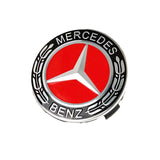 4 PCS Mercedes-Benz Wheel Center Caps Black Red Emblem 75MM AMG Laurel Wreath Hub