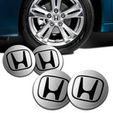 Honda Set of Four Silver and Black Wheel Center Caps (69mm)