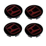 4PCS Wheel Center Caps Honda Black Red Logo 69 MM / 2.72" - H5 Accord Civic NEW