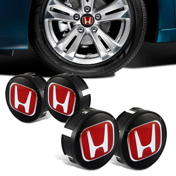 Set of 4 JDM H Red Wheel Center Caps Hubs Cover 58mm Cap For CIVIC FIT INSIGHT