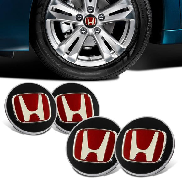 Set of 4 RED Wheel Center Caps Hub Cover 69mm For ACCORD CRV PILOT CIVIC ODYSSEY