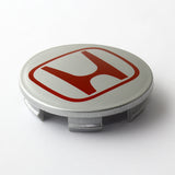Honda Set of Four Silver and Red Wheel Center Caps (69mm)