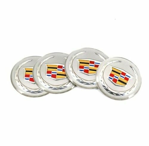 4 pcs SET Silver Cadillac 65mm Car Wheel Center Hub Caps Trim Emblem Stickers NEW
