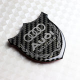 Audi Silver 3D Carbon Fiber Emblem Sticker x2