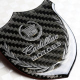 Cadillac Silver 3D Carbon Fiber Emblem Sticker x2