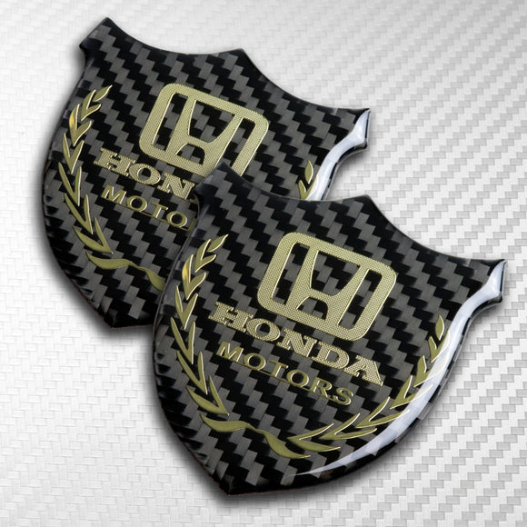 Honda Gold 3D Carbon Fiber Emblem Sticker x2