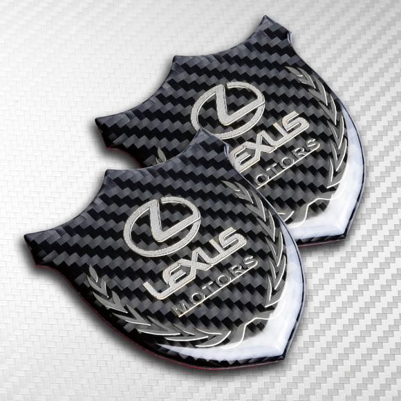 Lexus Silver 3D Carbon Fiber Emblem Sticker x2