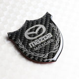 Mazda Silver 3D Carbon Fiber Emblem Sticker x2