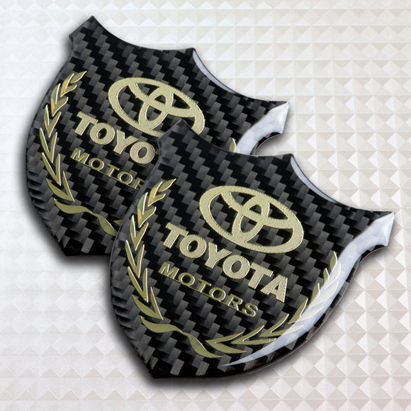 Toyota Gold 3D Carbon Fiber Emblem Sticker x2