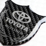 Toyota Silver 3D Carbon Fiber Emblem Sticker x2