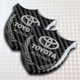 Toyota Silver 3D Carbon Fiber Emblem Sticker x2