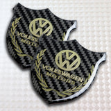 Volkswagen Gold 3D Carbon Fiber Emblem Sticker x2