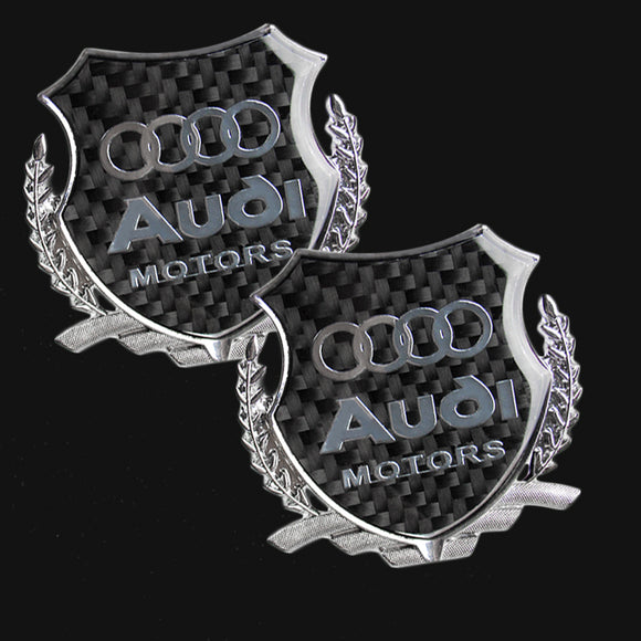 Carbon Fiber Metal Car Front Body Trunk Rear Side Emblem Silver Sticker For AUDI X2