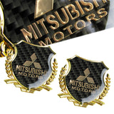 Carbon Fiber Metal Car Front Body Trunk Rear Side Gold Emblem Sticker for MITSUBISHI X2