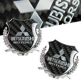 Carbon Fiber Metal Car Front Body Trunk Rear Side Silver Emblem Sticker for MITSUBISHI X2