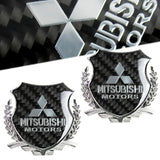 Carbon Fiber Metal Car Front Body Trunk Rear Side Silver Emblem Sticker for MITSUBISHI X2