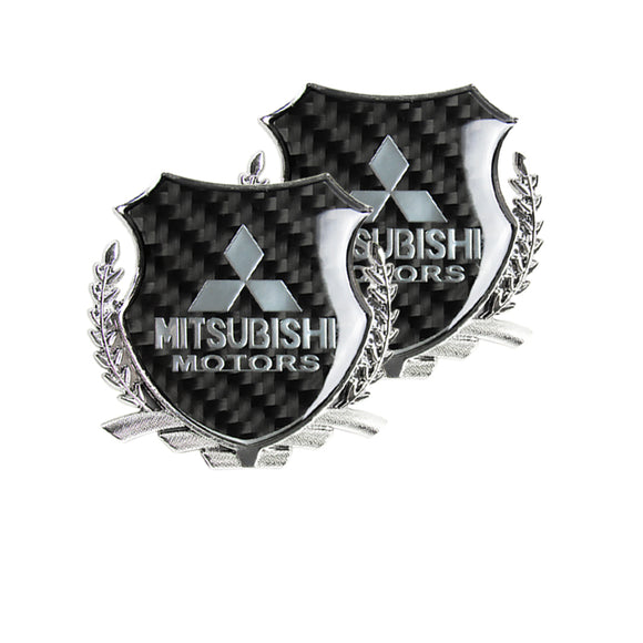 Carbon Fiber Metal Car Front Body Trunk Rear Side Silver Emblem Sticker for MITSUBISHI X2