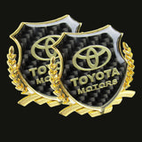 Carbon Fiber Metal Car Front Body Trunk Rear Side Emblem Gold Sticker for TOYOTA X2