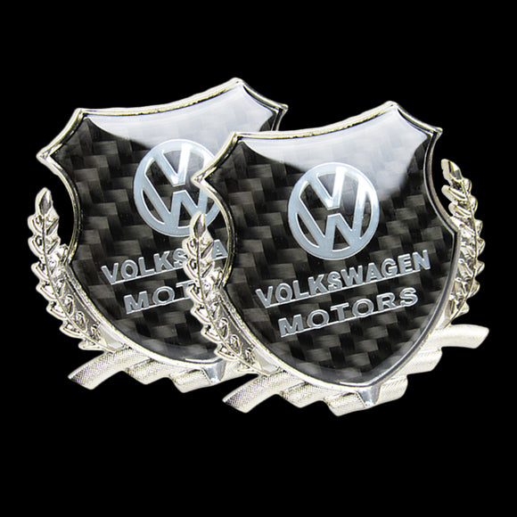 Carbon Fiber Metal Car Front Body Trunk Rear Side Emblem Silver Sticker For VOLKSWAGEN X2