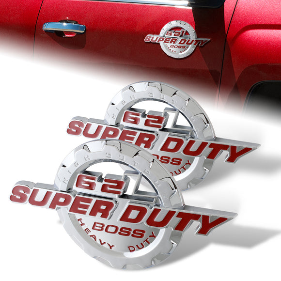 2PCS RED 6.2L V8 Superduty Boss Heavyduty Emblem SUPER DUTY Badge F fits F250 F350
