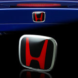 For 2006-2011 HONDA CIVIC COUPE Set JDM Red/Black H Rear Emblem Badge with Civic Rear Chrome Emblem