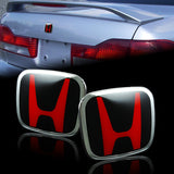 Red & Black JDM H New Emblem 2PCS Set Front & Rear For CIVIC SI COUPE 2012-2013